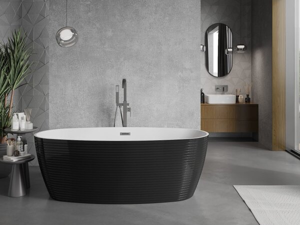 Mexen Lira, cadă de baie independentă, model, 170 x 80 cm, alb-negru, preaplin negru mat, 52831708075-70