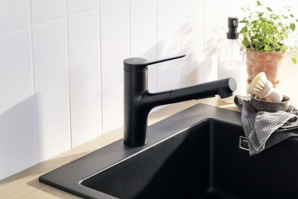 Hansgrohe Zesis M33 baterie bucătărie pe picior negru 74820670