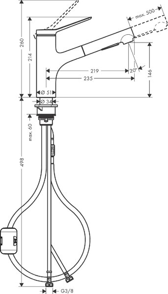 Hansgrohe Zesis M33 baterie bucătărie pe picior oţel inoxidabil 74820800