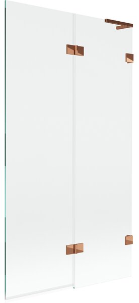 Mexen Lunar L, paravan de baie cu 2 aripi dreapta 100 x 150 cm, sticlă transparentă, auriu roz, 897L-100-100-60-00-P