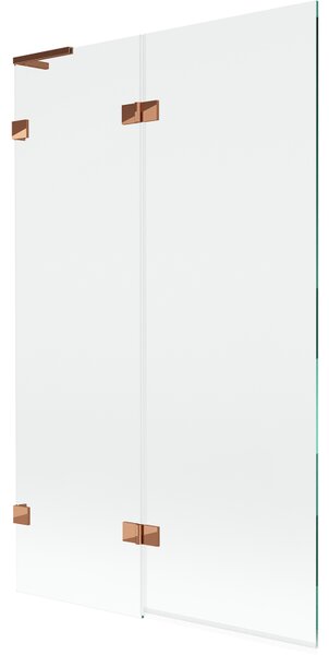 Mexen Lunar L, paravan de cadă cu 2 aripi, stânga, 110 x 150 cm, sticlă transparentă, auriu-roz, 897L-110-100-60-00-L