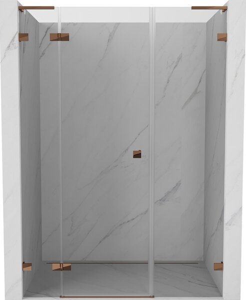 Mexen Lunar L, ușă de duș cu balamale stânga 125 cm, sticlă transparentă de 8 mm, profil auriu-roz, 834SL-125-050-60-00-L
