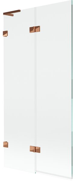 Mexen Lunar L, paravan de cadă cu 2 aripi stânga 90 x 150 cm, sticlă transparentă, auriu roz, 897L-090-100-60-00-L
