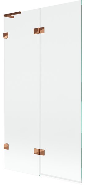 Mexen Lunar L, paravan de cadă cu 2 aripi, stânga, 100 x 150 cm, sticlă transparentă, auriu-roz, 897L-100-100-60-00-L