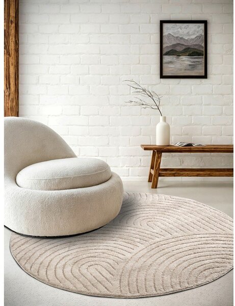 Covor bej rotund ø 160 cm Panglao New York Taupe – Elle Decoration
