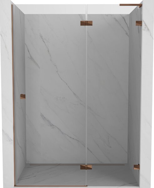 Mexen Lunar L, ușă de duș cu balamale pe dreapta 130 cm, sticlă transparentă de 8 mm, profil auriu-roz, 834L-130-000-60-00-P
