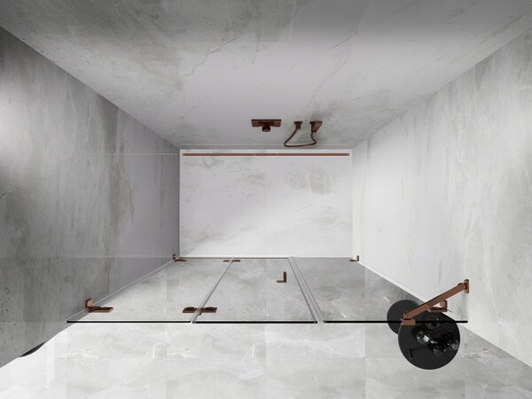 Mexen Lunar-F, ușă de duș pliabilă stânga 115 cm, sticlă transparentă de 8 mm, profil auriu-roz, 836S-115-050-60-00-L
