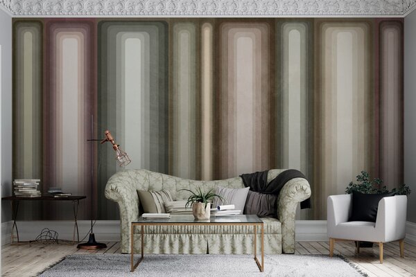 Tapet Dreptunghiuri verticale abstracte, rotunjite, cu textură, în nuanțe discrete de maro, bej și roz, Imagini de fundal unice, w09905 : Uwalls.ro