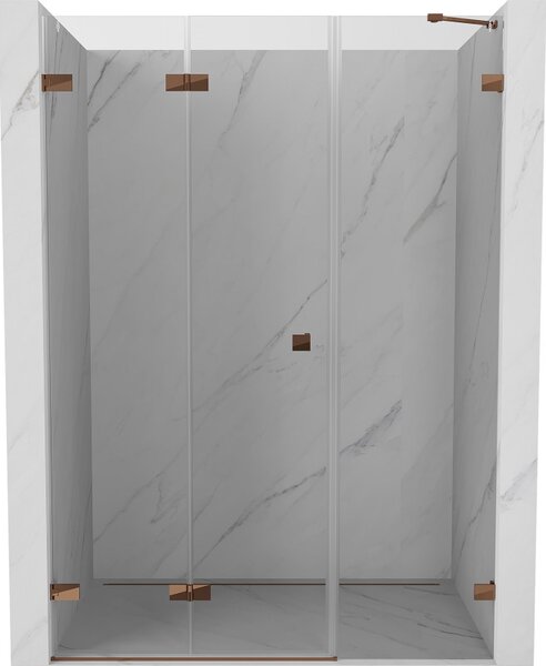 Mexen Lunar-F, ușă de duș pliabilă stânga 115 cm, sticlă transparentă de 8 mm, profil auriu-roz, 836S-115-050-60-00-L