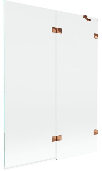 Mexen Lunar, paravan de baie cu 2 aripi dreapta 130 x 150 cm, sticlă transparentă, auriu roz, 897-130-100-60-00-P
