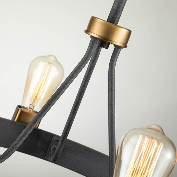 Quintiesse Silas candelabru, negru, patru surse, Ø 54,9cm, reglabil, Negru, Camera de zi / sufragerie, Metal