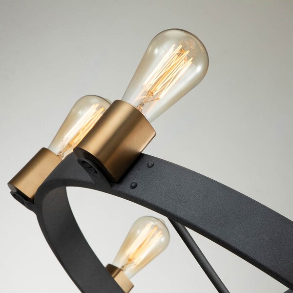 Quintiesse Silas candelabru, negru, opt surse, Ø 82,9cm, reglabil, Negru, Camera de zi / sufragerie, Metal
