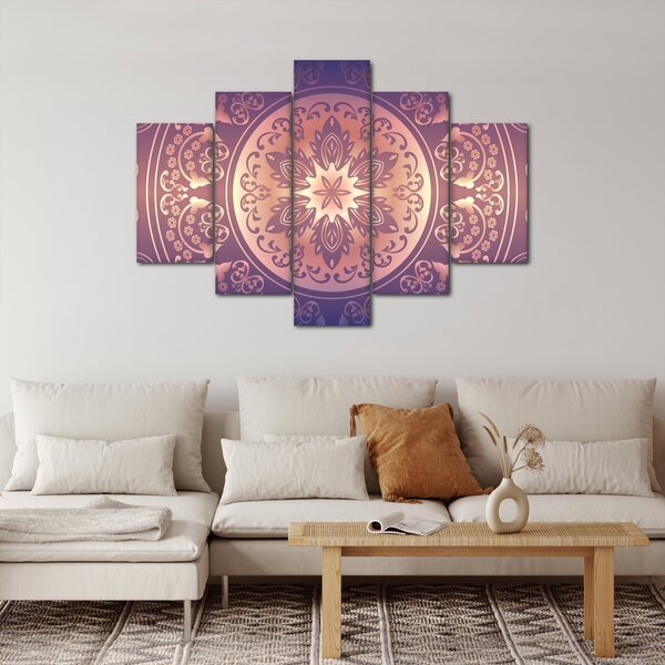 Tablou - Mandala pe gradient violet (150x105 cm)