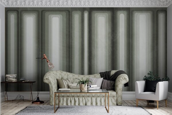 Tapet Dreptunghiuri verticale abstracte, rotunjite, cu textură, în nuanțe discrete de verde, Imagini de fundal unice, w09905v2 : Uwalls.ro