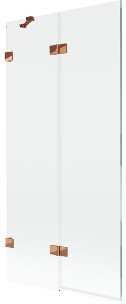 Mexen Lunar, paravan de cadă cu 2 aripi stânga 90 x 150 cm, sticlă transparentă, auriu roz, 897-090-100-60-00-L