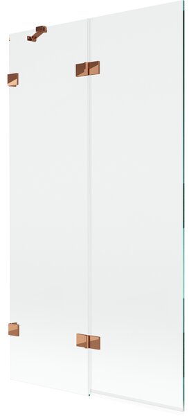 Mexen Lunar, paravan de cadă cu 2 aripi, stânga, 100 x 150 cm, sticlă transparentă, auriu-roz, 897-100-100-60-00-L