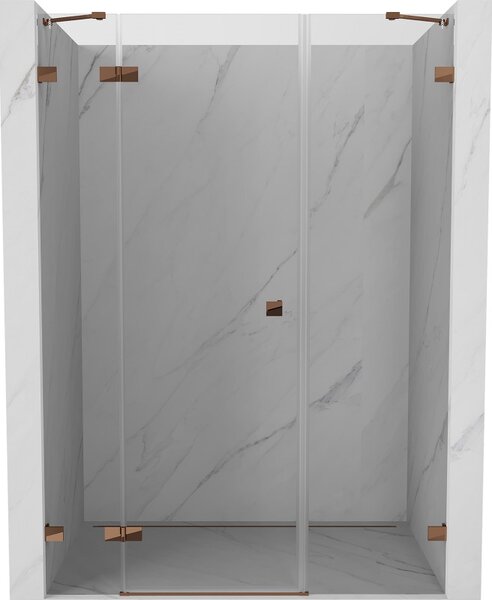 Mexen Lunar, ușă de duș cu balamale pe stânga 125 cm, sticlă transparentă de 8 mm, profil auriu-roz, 834S-125-050-60-00-L