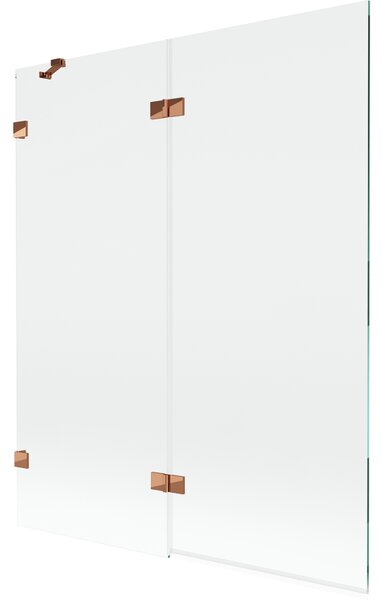Mexen Lunar, paravan de cadă cu 2 aripi, stânga, 140 x 150 cm, sticlă transparentă, auriu-roz, 897-140-100-60-00-L