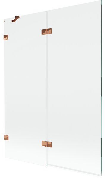 Mexen Lunar, paravan de cadă cu 2 aripi, stânga, 130 x 150 cm, sticlă transparentă, auriu-roz, 897-130-100-60-00-L