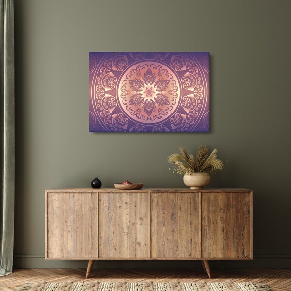 Tablou - Mandala pe gradient violet (90x60 cm)