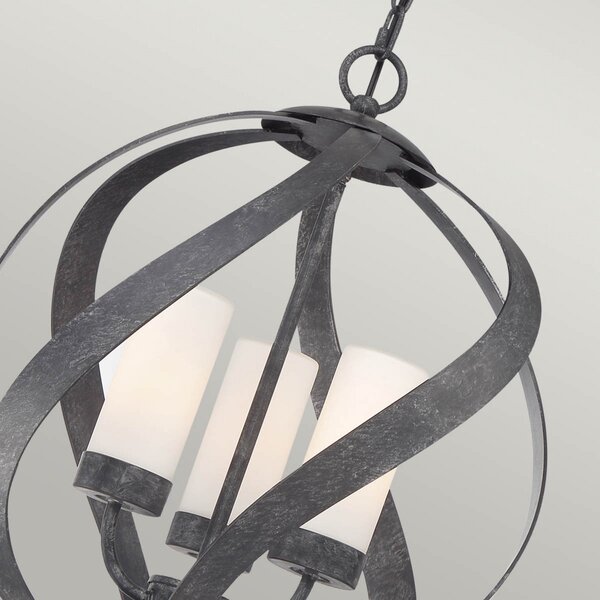 Quintiesse Blacksmith lampă suspendată, negru/alb, Ø 40,7 cm, reglabil, Negru, Hol, Metal
