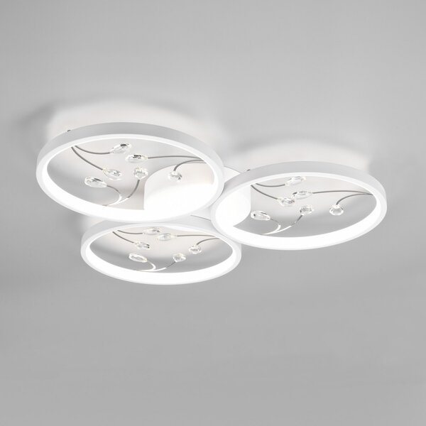 Trio Lighting Plafonieră cu LED-uri Groovy trei lumini albe 4.000K, reglabil, Alb, Camera de zi / sufragerie, Metal