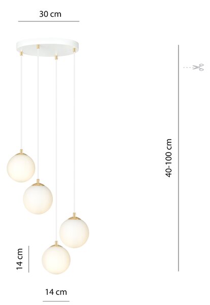 Emibig Royal lampă suspendată 4x10 W alb-auriu 1244/4