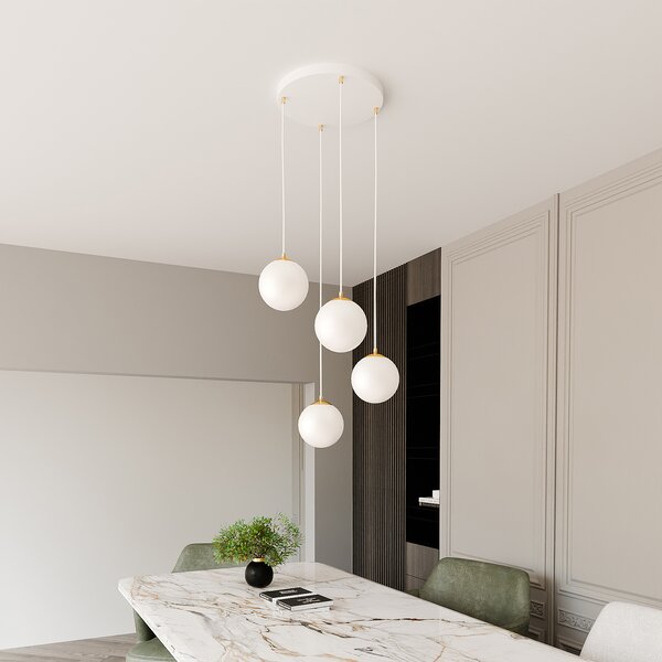Emibig Royal lampă suspendată 4x10 W alb-auriu 1244/4