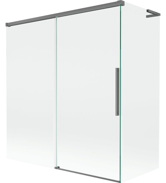 Mexen Rox, paravan de cadă cu 2 aripi, tip L, glisant, 150 + 70 x 150 cm, sticlă transparentă de 8 mm, profil grafit, 8C9L-150-070-95-00