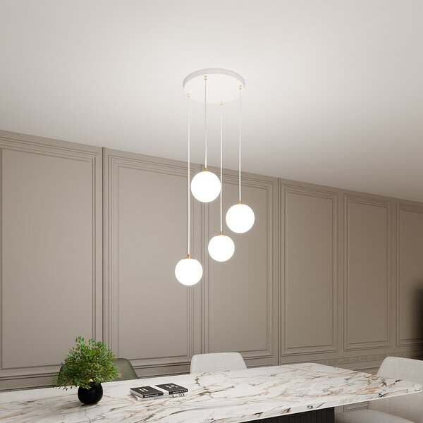 Emibig Royal lampă suspendată 4x10 W alb-auriu 1244/4