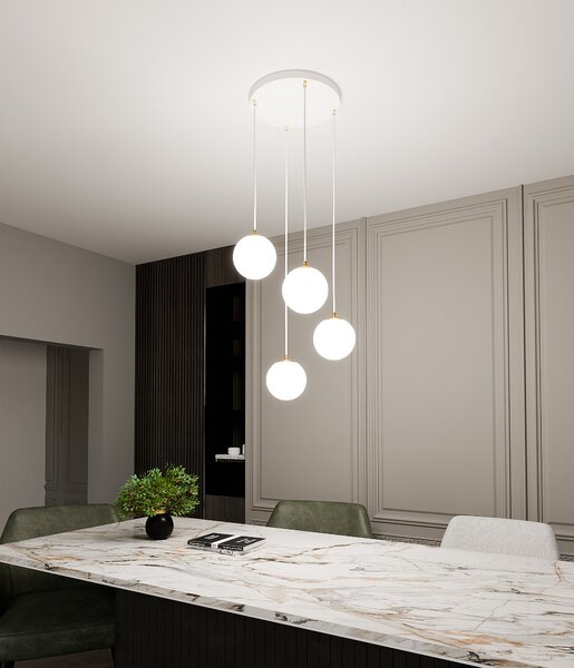 Emibig Royal lampă suspendată 4x10 W alb-auriu 1244/4