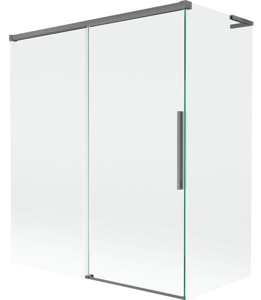 Mexen Rox, paravan de cadă cu 2 aripi, tip L, 140 + 70 x 150 cm, sticlă transparentă de 8 mm, profil grafit, 8C9L-140-070-95-00