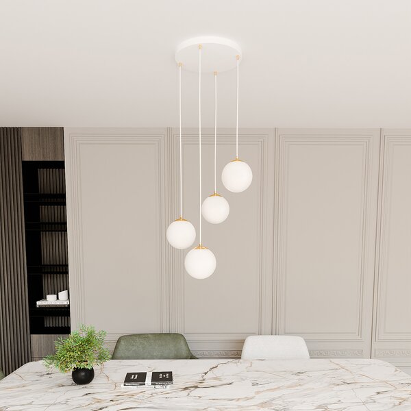 Emibig Royal lampă suspendată 4x10 W alb-auriu 1244/4
