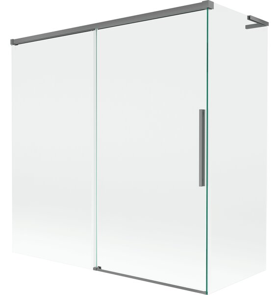 Mexen Rox, paravan de cadă cu 2 aripi, model L, 160 + 70 x 150 cm, sticlă transparentă de 8 mm, profil grafit, 8C9L-160-070-95-00