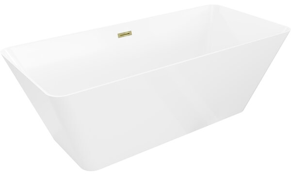 Mexen Velo Slim, cadă independentă 170 × 75 cm, alb lucios, preaplin auriu lucios, 52811707500-50