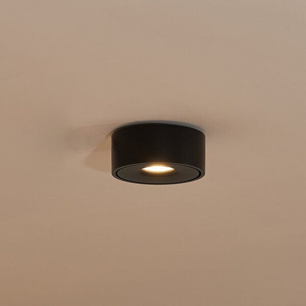 Arcchio Plafonieră LED Rotari, negru, metal, Ø 12 cm, reglabil, Negru, Camera de zi / sufragerie, Metal, Modern