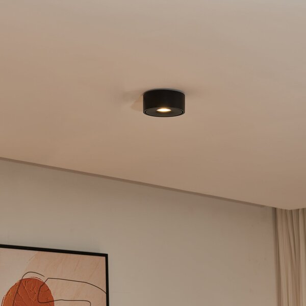 Arcchio Plafonieră LED Rotari, negru, metal, Ø 12 cm, reglabil, Negru, Camera de zi / sufragerie, Metal, Modern