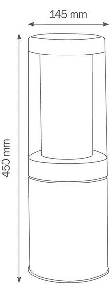 LCD Lampă cu soclu 1255, oțel inoxidabil, rezistent la apă de mare, 45 cm, reglabil, Metalic, Metal, Modern