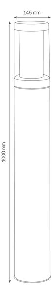 LCD Bornă luminoasă 1257 din oțel inoxidabil rezistent la apă de mare 100cm, reglabil, Metalic, Metal, Modern