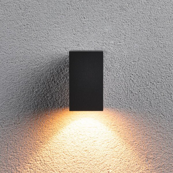 Paulmann Flame LED lampă de perete pentru exterior, negru, Negru, Metal, Perete unghiular