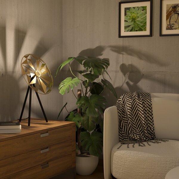EGLO Castanuelo lampă de masă, negru/auriu, Auriu / Alamă, Camera de zi / sufragerie, Metal, Modern