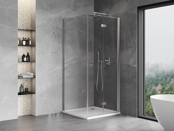Cabină de duș pliabilă Mexen Mist-F T cu 1 aripă, dreapta, 70 x 70 cm, sticlă transparentă, profil cromat, 8A6T-070-070-01-00-P