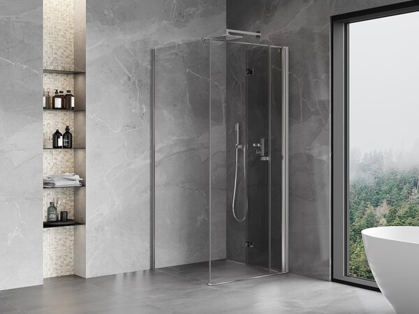 Cabină de duș pliabilă Mexen Mist-F T cu 1 aripă, dreapta, 70 x 70 cm, sticlă transparentă, profil cromat, 8A6T-070-070-01-00-P