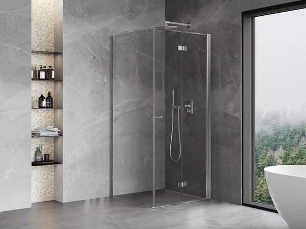 Cabină de duș pliabilă Mexen Mist-F T cu 1 aripă, dreapta, 70 x 70 cm, sticlă transparentă, profil cromat, 8A6T-070-070-01-00-P