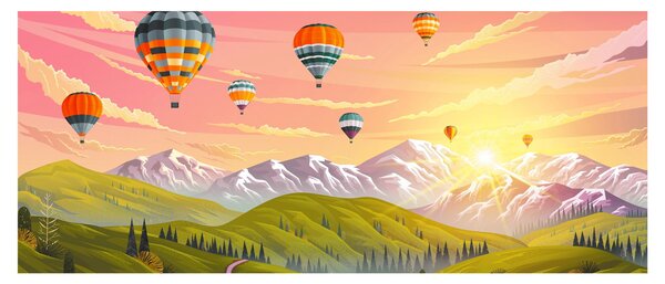 Tablou - Baloane deasupra unui peisaj (120x50 cm)