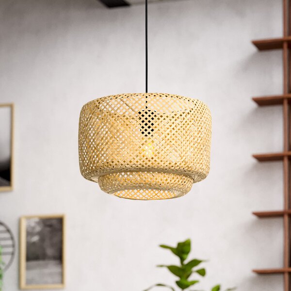 EGLO Hettonle lampă suspendată abajur bambus, Ø 42 cm, reglabil, Lemn, Camera de zi / sufragerie, Bamboo, Casă de țară / Rustic