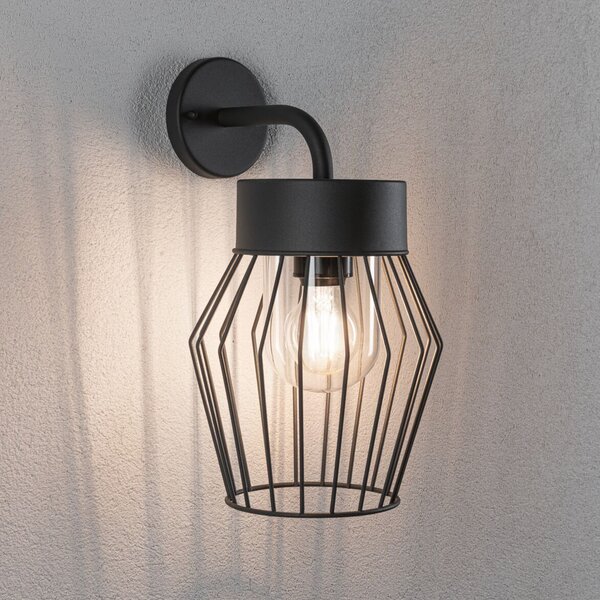 Paulmann Lanka - lampă de perete pentru exterior cu design colivie, reglabil, Negru, Metal