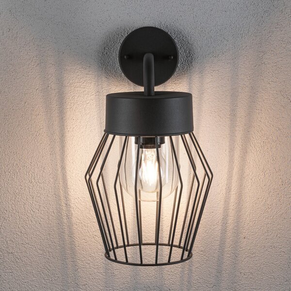Paulmann Lanka - lampă de perete pentru exterior cu design colivie, reglabil, Negru, Metal