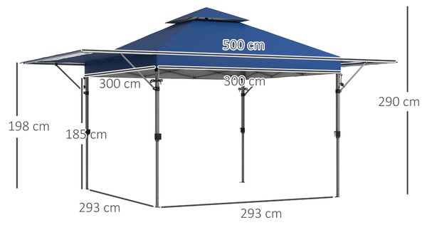 Outsunny Foisor Pliabil 5x3(m) Extindere Marchize Duble Cort Petrecere Ușor de Instalat | Aosom Romania