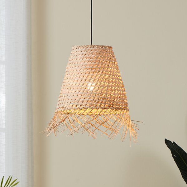 EGLO Aycliffe lampă suspendată abajur din ratan Ø 30 cm, reglabil, Lemn, Camera de zi / sufragerie, Lemn, Casă de țară / Rustic